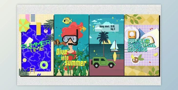 Summer Pixel Art Stories (Videohive 52742556)