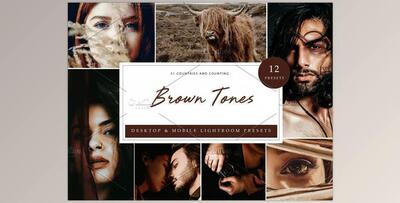 12 x Lightroom Presets, Brown Tones CreativeMarket-5962447 (XMP, DNG, LRTemplate)
