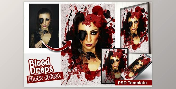 Blood Drops Photo Template By DreamColor (PSD)