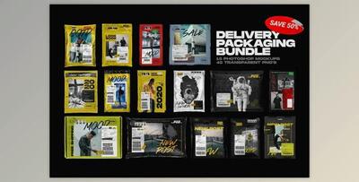 Delivery Packaging Mockup Bundle (PNG, PSD, PDF)
