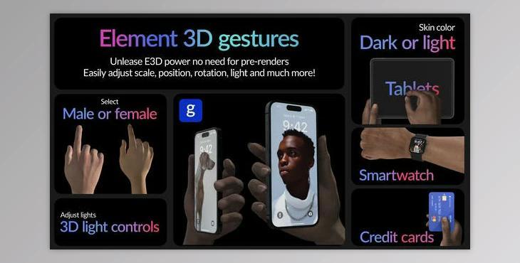 Real Hand Gestures for Element 3D (Videohive 40637428) - AE Project