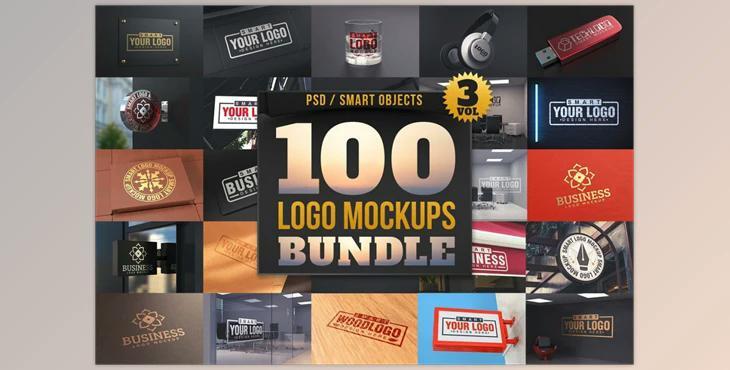 100 Logo Mockups Bundle Vol.3 CreativeMarket-2412509 (PSD, JPG, PNG)