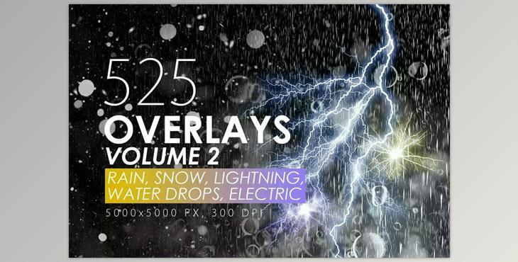 525 Rain, Snow, Lightning Overlays CreativeMarket 2341676