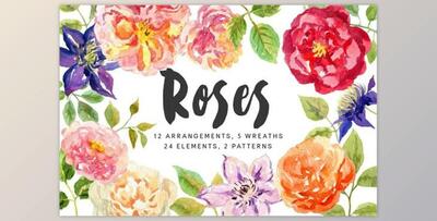 Roses. Watercolor collection By OJardin (PNG)