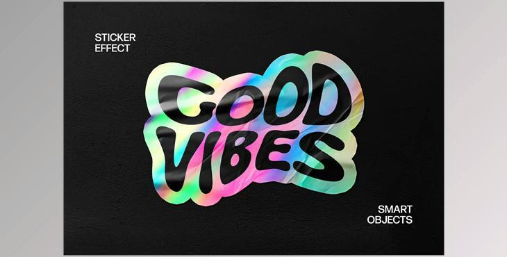 Holo Wrinkled Sticker Mockup - 190280530