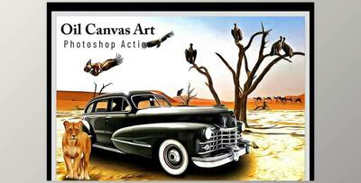 Oil Canvas Art Photoshop Action CreativeMarket - 6802764
