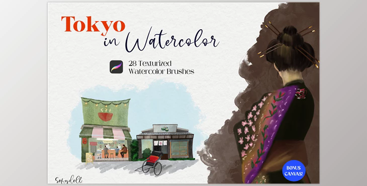 Tokyo in Watercolor for Procreate CreativeMarket - 6327509