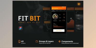 FIT BIT Sport UI Kit CreativeMarket-2338428 (ZIP, PNG)