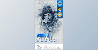 Scribble Sketch Photoshop Action GraphicRiver-31050617 (ABR, PAT, ATN)