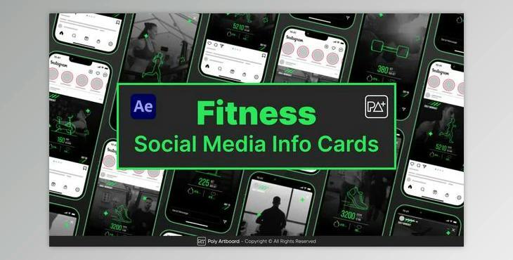Fitness Social Media Info Cards For After Effects (Videohive 50360068) - AE Project