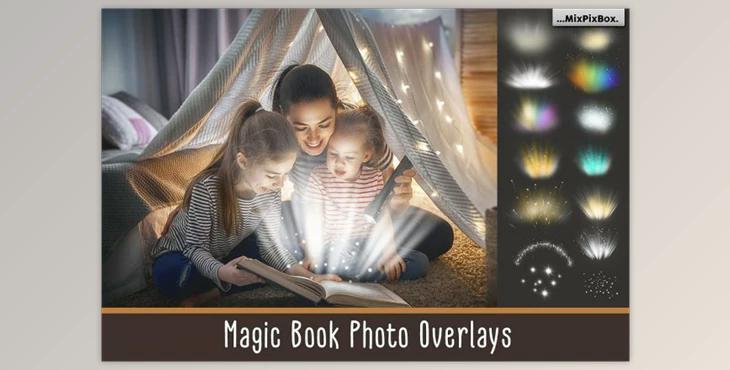 Magic Book Light Photo Overlays By MixPixBox