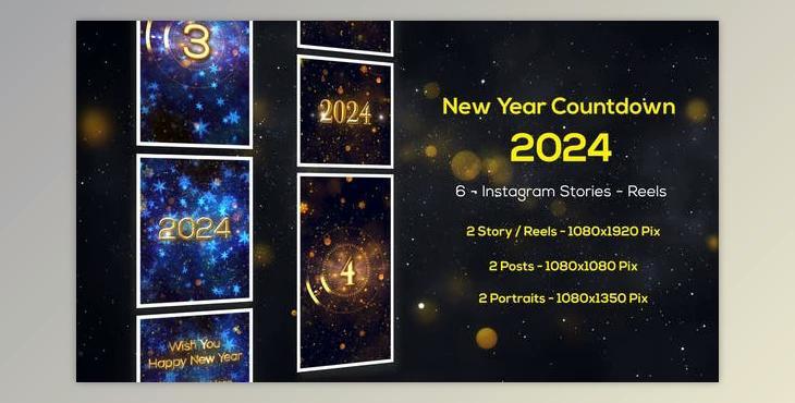 New Year Countdown 2024 - Instagram Stories (Videohive 49665276) - AE Project
