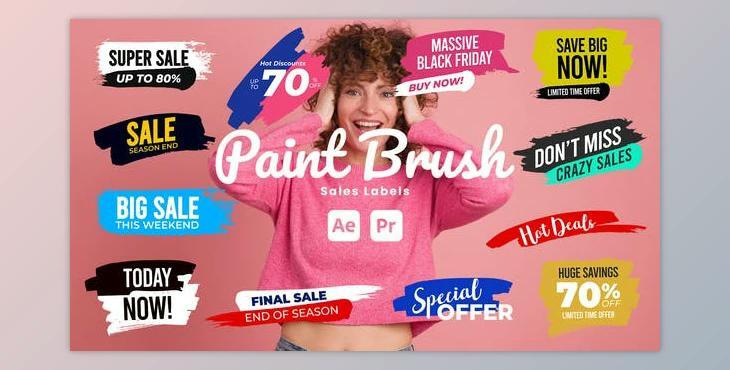 Paint Brush Sale Labels (Videohive 51245912) - AE Project