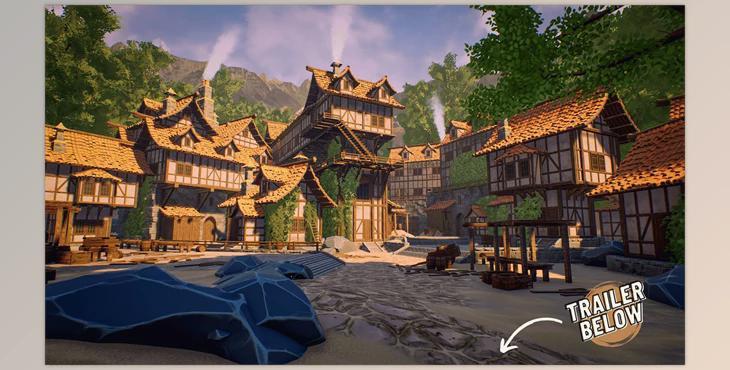 Unreal Engine - Modular Medieval Town - Village - Medieval Village (Interiors Included)