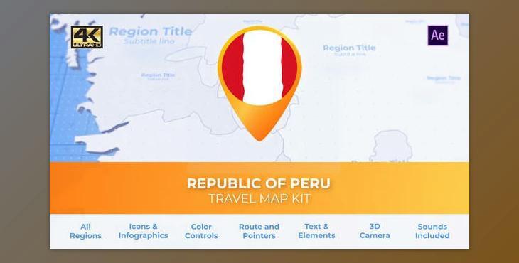 Peru Map - Republic of Peru Travel Map (VideoHive 33930641) - AE Project