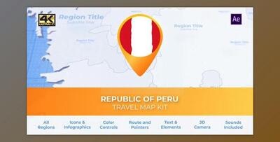 Peru Map - Republic of Peru Travel Map (VideoHive 33930641) - AE Project