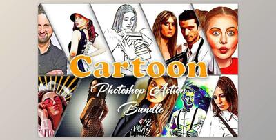Cartoon Photoshop Action Bundle CreativeMarket - 10998631