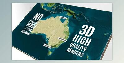 3D Physical Map – Australia and Oceania (Videohive 44742052) - AE Project