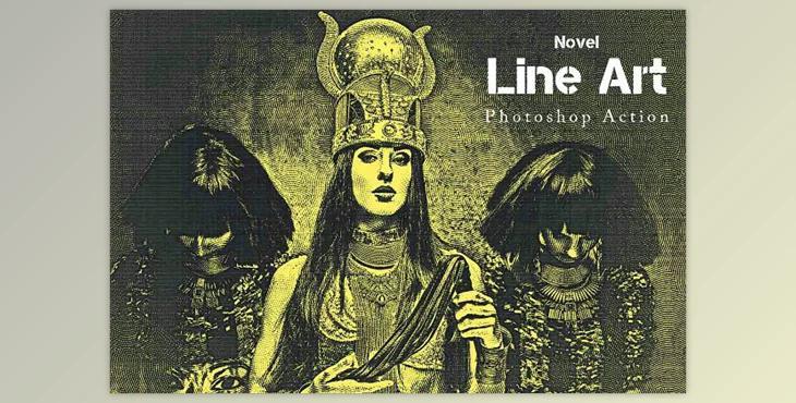 Novel Line Art Photoshop Action Creativemarket - 91673323