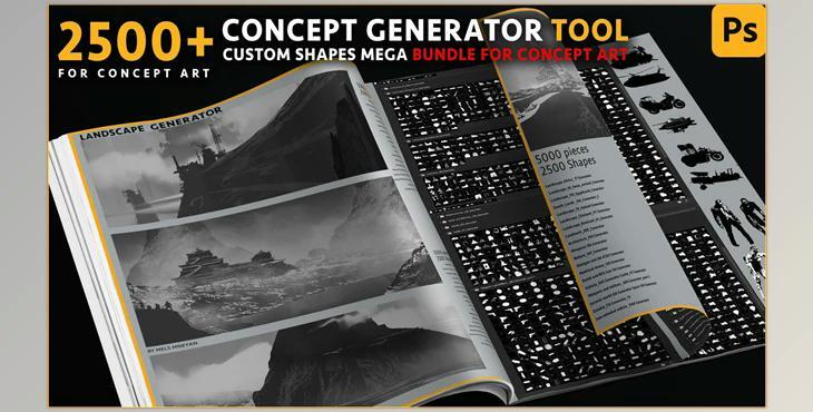 Artstation – Concept Generator Tool [Custom shape Mega BUNDLE – 5200 pieces ] [Photoshop]