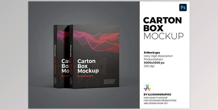 Carton Box Mockup – 8 Views CreativeMarket - 6102134