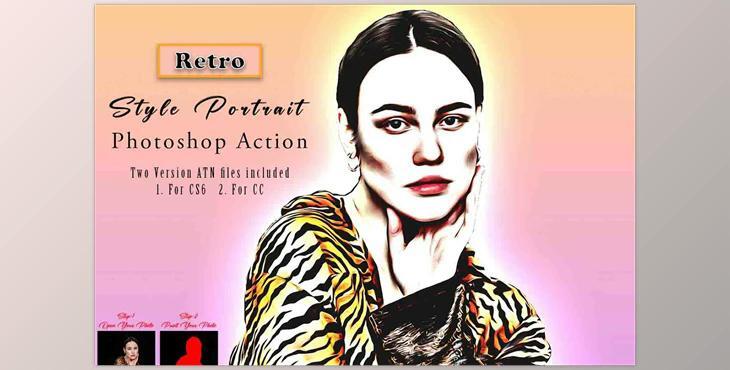 Retro Style Portrait Photoshop Action Creativemarket - 12729747