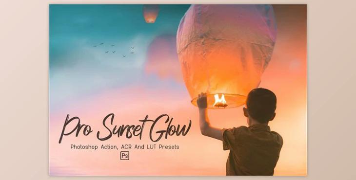 10 Pro Sunset Glow Photoshop Actions By EpicoMedia (atn, xmp, cube)