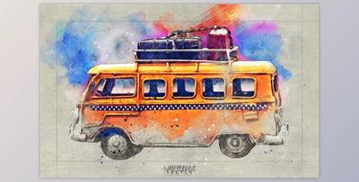 Watercolor Sketch Photoshop Action By IndWorks (ABR, PAT, ATN)