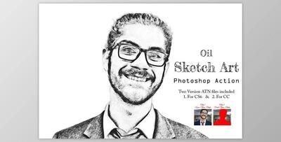 Oil Sketch Art Photoshop Action Creativemarket - 21341937