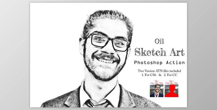 Oil Sketch Art Photoshop Action Creativemarket - 21341937