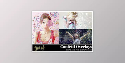 35 Confetti Photoshop Overlays, JPG and PNG files
