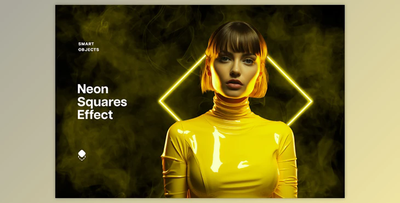 Yellow Neon Squares Effect - 92056975