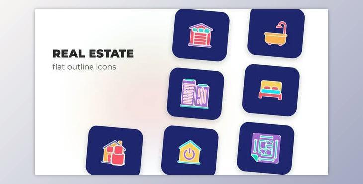 Real Estate – Flat Outline Icons (Videohive 45847877) - AE Project