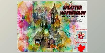 Splatter Watercolor Photoshop Action By Studio Retouch