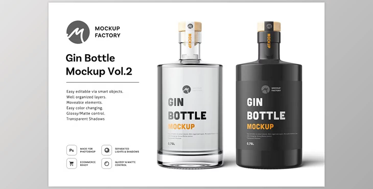 Gin Bottle Mockup Vol.2 CreativeMarket - 6181405