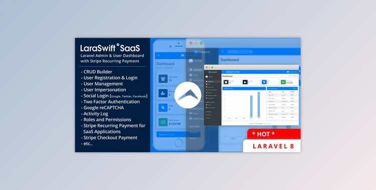 LaraSwift SaaS v1.0 Laravel Admin & User Dashboard + CRUD Builder + Stripe Recurring Payment