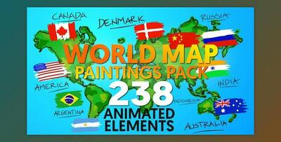 World Map Paintings Pack (Videohive 12070408) - After Effects Project Files