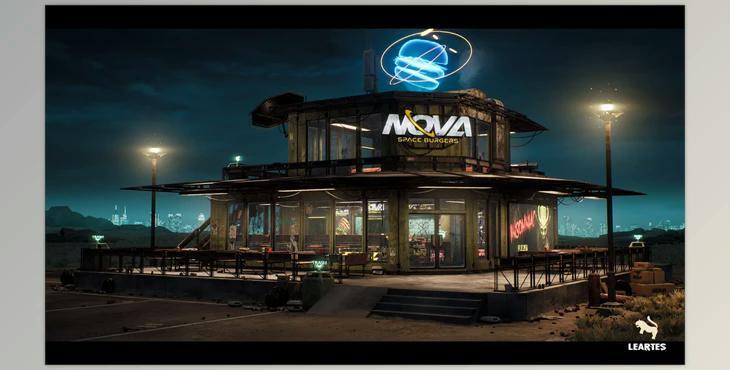 Unreal engine - Nova Space Burgers / Cyberpunk Abandoned Restaurant / Space Bar + ULAT v5.3