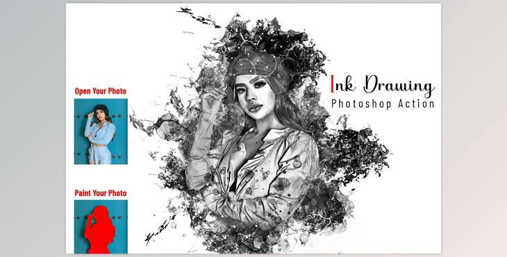 Ink Drawing Photoshop Action CreativeMarket - 6895568