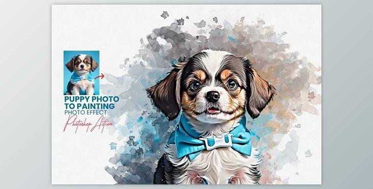 Puppy Photo to Painting Effect - 92063705