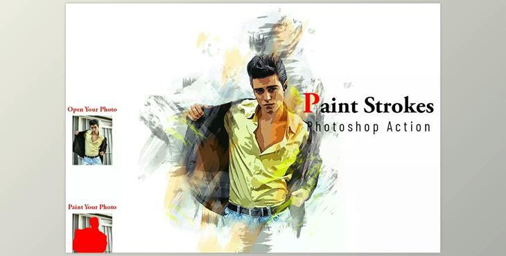 Paint Strokes Photoshop Action CreativeMarket - 6806219