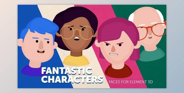 Fantastic Characters – Faces for Element 3D (Videohive 35646665) - AE Project