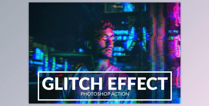 Glitch Effect Photoshop Action CreativeMarket 2273479