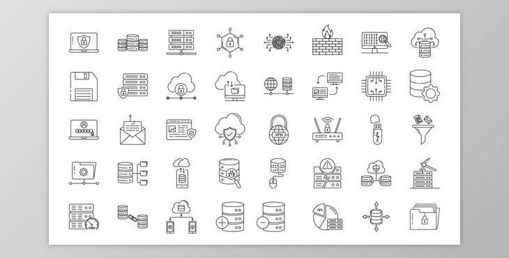Database & Security Line Icons (Videohive 33970713) - AE Project