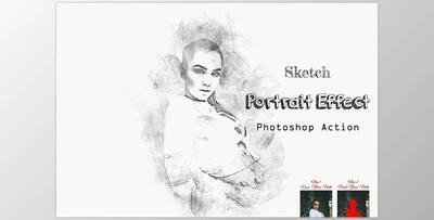 Sketch Portrait Effect Photoshop Action Creativemarket - 14477244