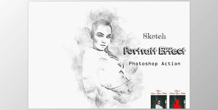 Sketch Portrait Effect Photoshop Action Creativemarket - 14477244