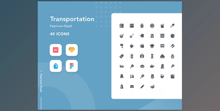 Transportation-Papricon Glyph (40 Icon)