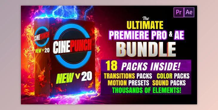 CINEPUNCH (BUNDLE) - Transitions I Color LUTs I SFX - 18 PACKS - 9999+ Assets