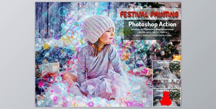 Festival Painting Photoshop Action CreativeMarket-5710845 (ATN, ABR)