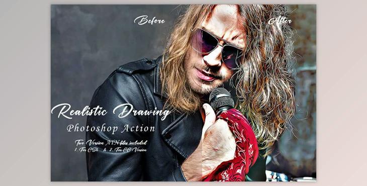 Realistic Drawing Photoshop Action Creativemarket - 10919378